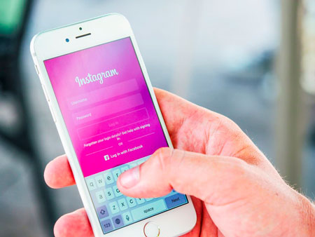Smartphone with Instagram running