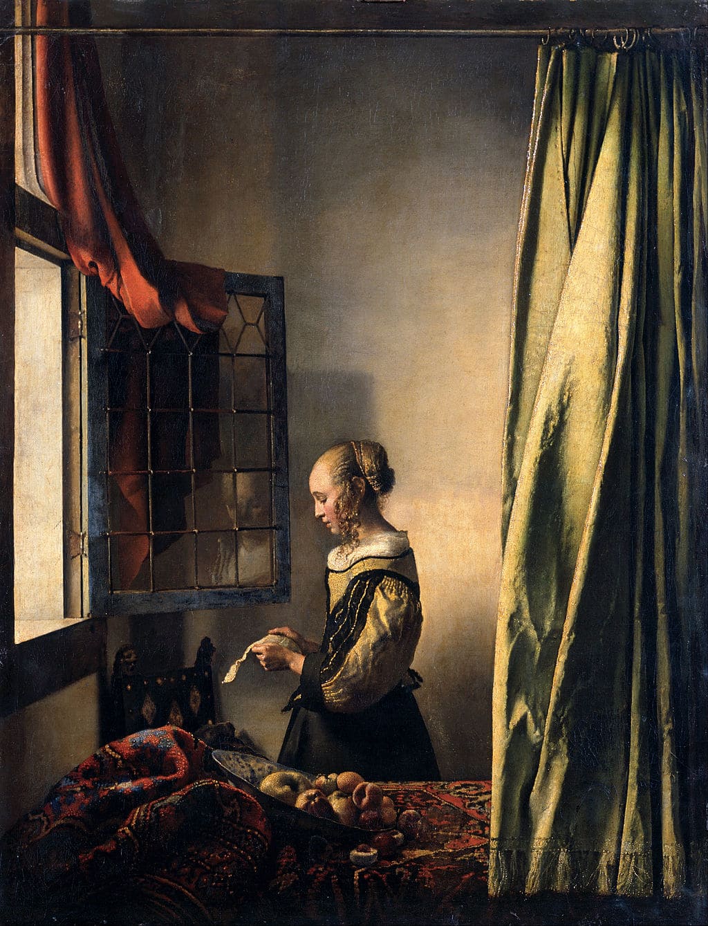 Johannes Vermeer, The Reader at the Window, 1657-1659, Gemaldegalerie Alte Meister, Dresden under the surface of